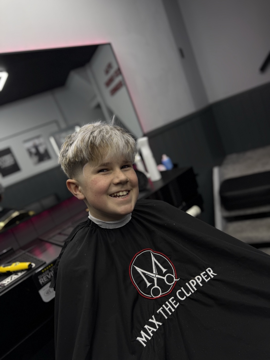 Happy client with a fresh cut